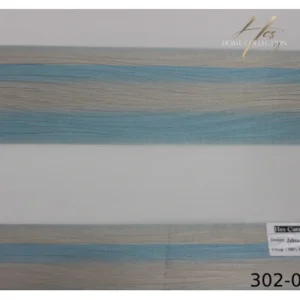 پرده زبرا آبی کرم کد 302-03